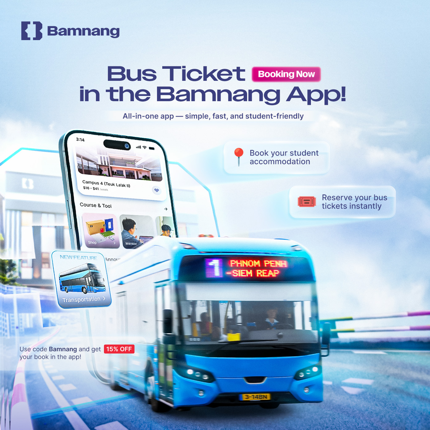 Booking Bus Ticket in the Bamnang App